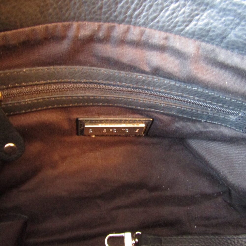 Anne Fontaine "Parisa Baby" Black Floral Leather Purse Bag-Double Handles-Medium - Picture 9 of 14